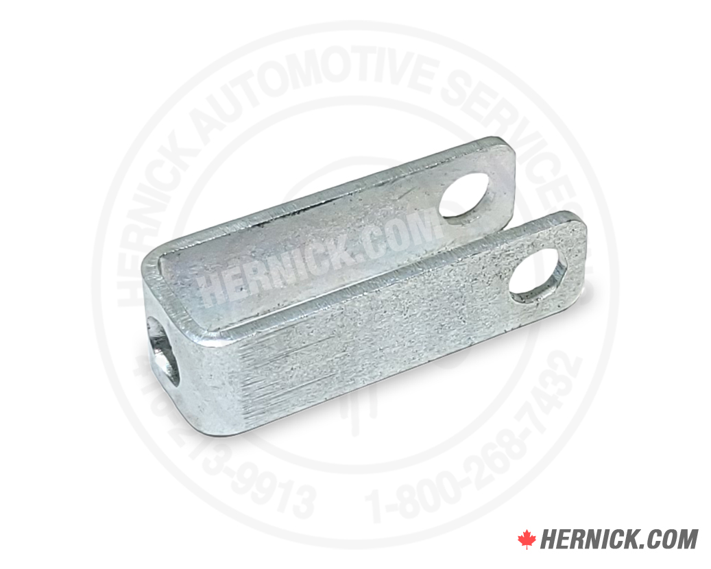 Steel clevis yoke with a U-shaped fork and cross-pin hole