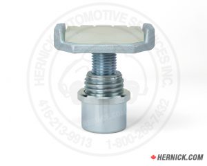 Steel thread up adapter with a white semi-opaque urethane pad.