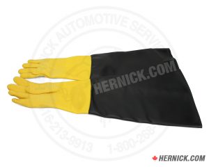 Pair of Canbuilt BC-603212 E3 long protective gloves measuring approximately 8 inches wide by 30 inches long.