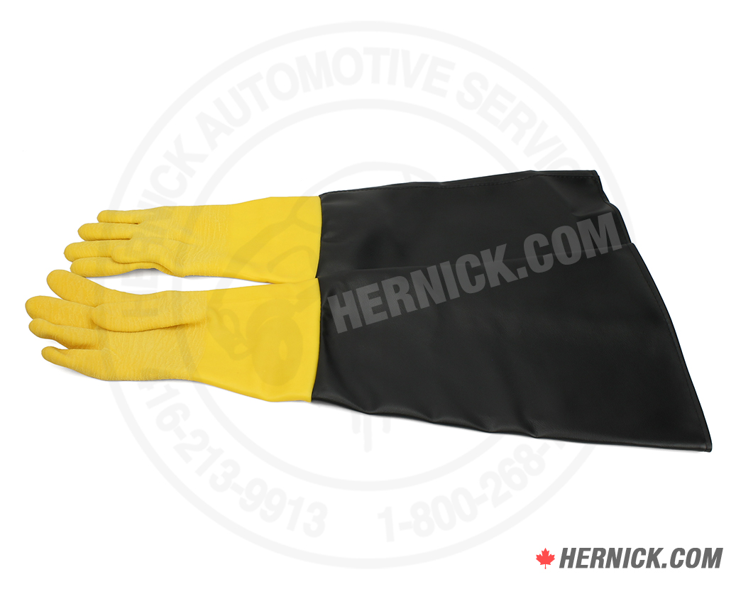 Pair of Canbuilt BC-603212 E3 long protective gloves measuring approximately 8 inches wide by 30 inches long.