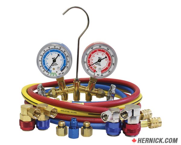 ATD 3681 Dual-Compatible Brass Manifold Gauge Set