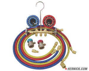 ATD 3694 Dual Brass A/C Manifold Gauge Set