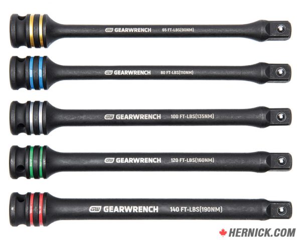 GEARWRENCH 89650 Torque Limiting Impact Extension Bar Set