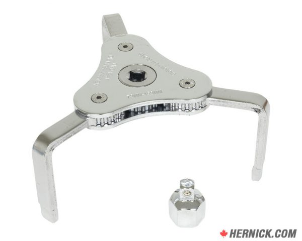 LISLE 63890 3-Jaw Oil Filter Wrench with Adapter
