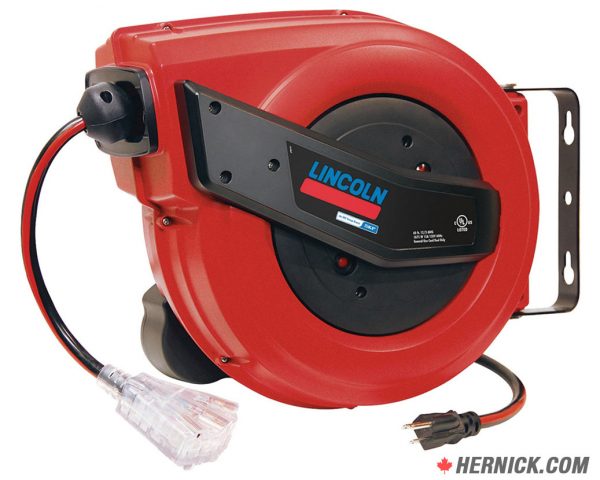 LINCOLN 91039 60 ft Retractable Power Cord Reel with Magnetic Braking System