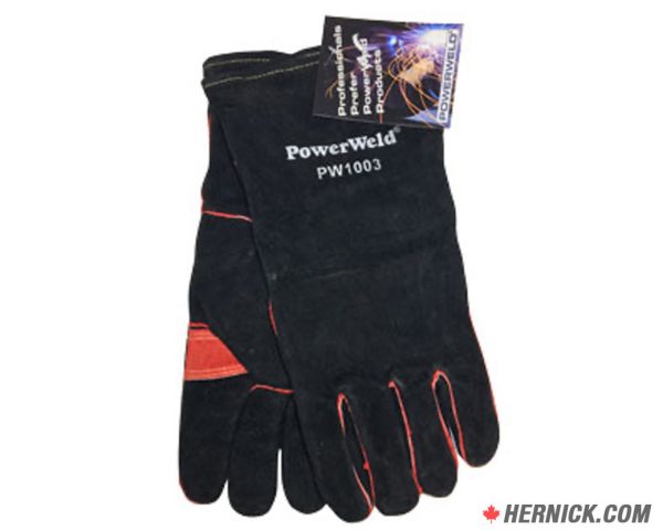 CANBUILT WG-PW1003 Large Premium Leather Welding Gloves (Black/Red)