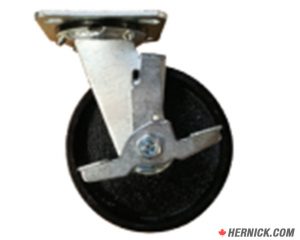 CANBUILT WK-6BRK Swivel Crown Tread Cast Iron Caster with Brake (6″)