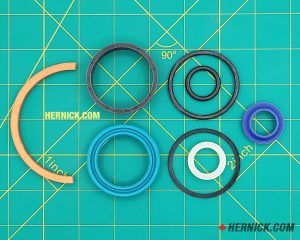 Forward 991510 hydraulic cylinder seal kit containing assorted replacement seals and O-rings on a green background with yellow grid markings.