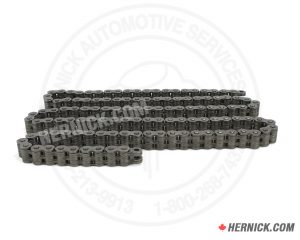 Heavy-duty alloy steel leaf chain with interlocking link plates.