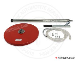 Canbuilt KP-3360 gear oil dispensing pump with a long keg suction tube and 5-foot flexible dispensing hose.