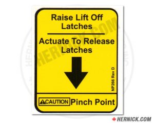 Pinch Point / Safety Lock Cover Decal for Rotary Lift (NP266)