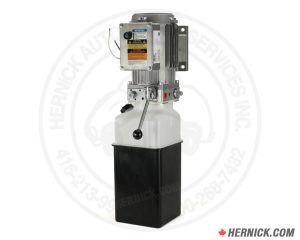 Complete Rotary P3391 hydraulic power pack featuring a black electric motor mounted to a hydraulic pump and reservoir assembly with control valve, electrical connections, and hydraulic fittings.