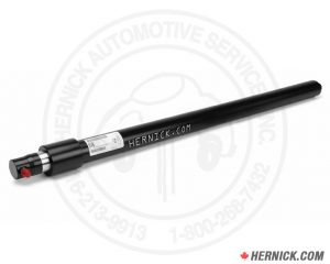 Rotary N3145 hydraulic cylinder for 10K and 12K Shockwave two-post lifts with chrome piston rod, black steel cylinder body, and straight hydraulic adapter fitting on a white Hernick branded background.