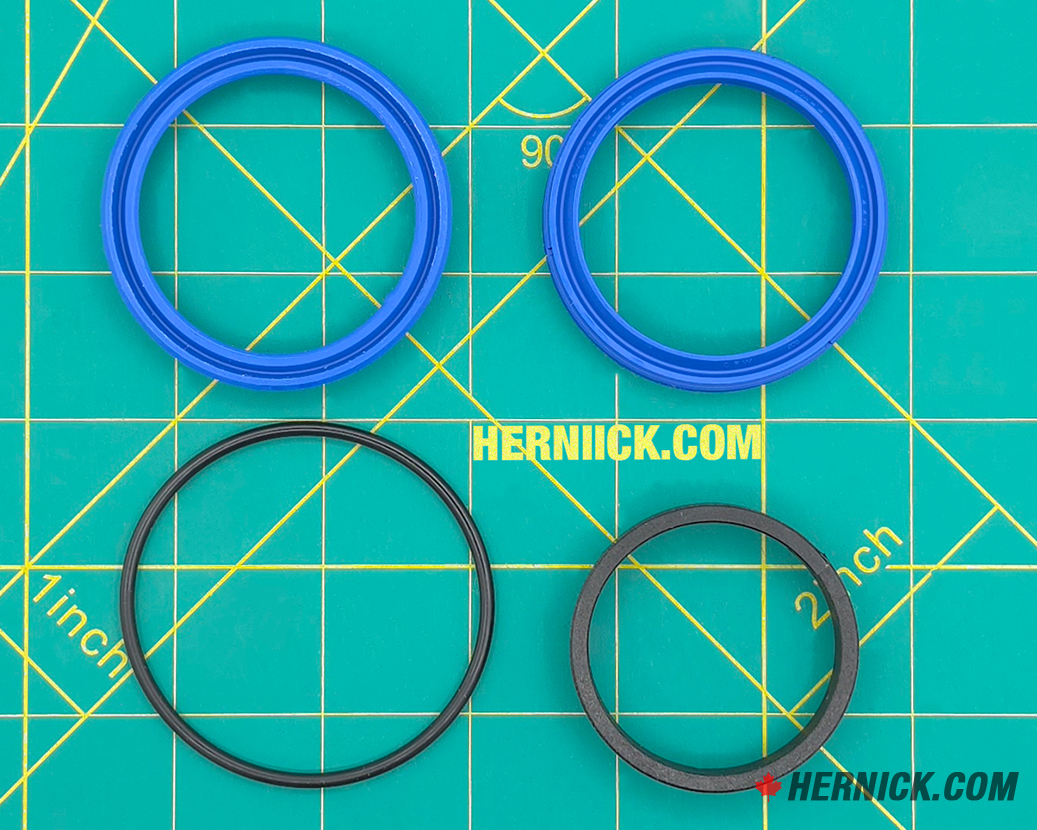 Seal kit containing 2 blue seals and 2 dark coloured seals.
