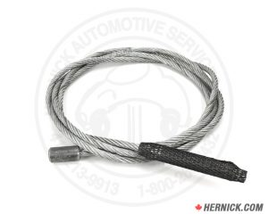 Coiled galvanized steel lifting cable with threaded fittings on both ends, designed for a Rotary ARO14N four-post lift.