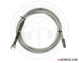 Coiled galvanized steel equalizer cable with swaged threaded fittings on both ends.