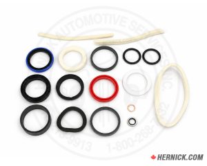 hydraulic cylinder seal repair kit containing replacement sealing components.