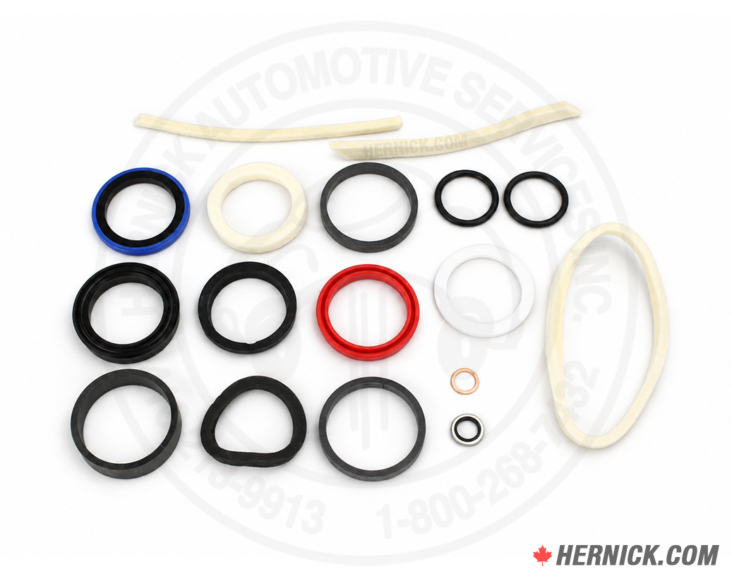 hydraulic cylinder seal repair kit containing replacement sealing components.