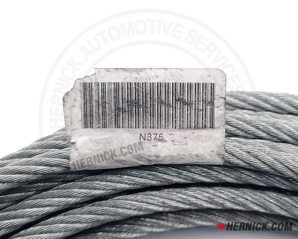 Close up of OEM label on the heavy-duty steel Rotary N375 equalizing cable.