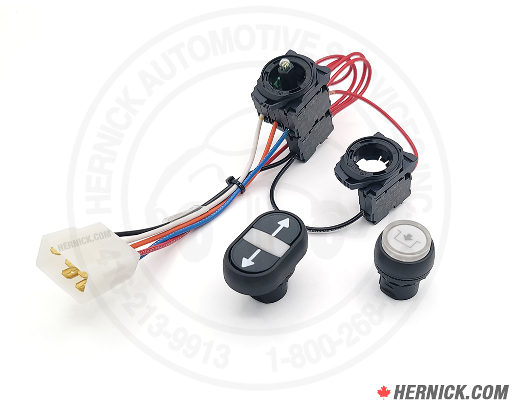OEM electrical wiring harness with factory-style connectors and two integrated push-button control switches