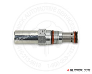 Steel hydraulic relief valve with threaded cartridge body and precision-machined ports