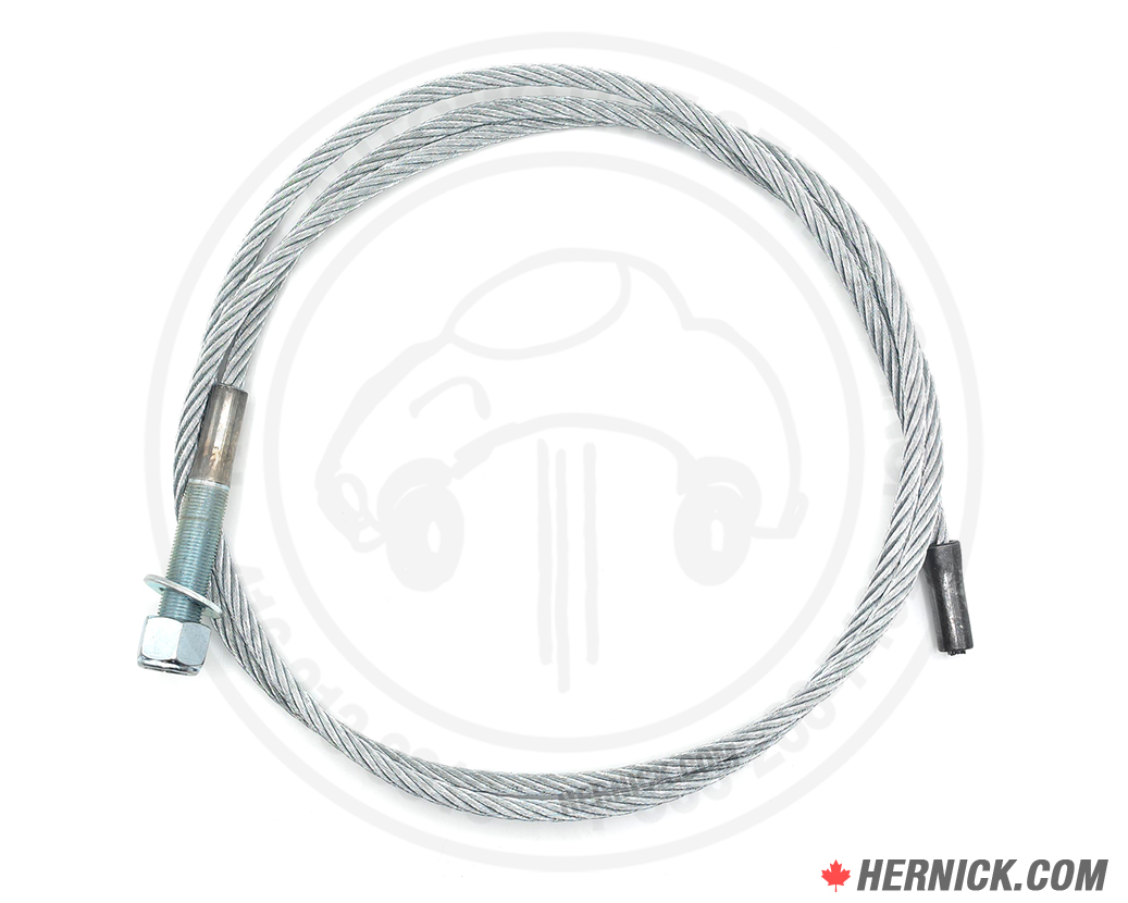 Coiled galvanized steel lift cable with factory-swaged threaded fittings on both ends.