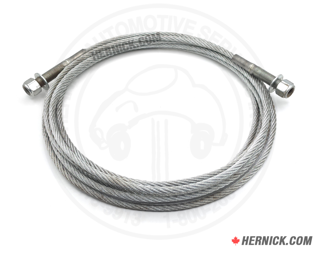 Coiled heavy-duty galvanized steel equalizing cable with swaged threaded fittings on both ends