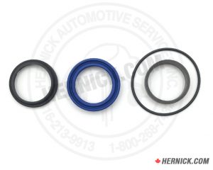Hydraulic cylinder gland seal kit containing multiple rubber seals.