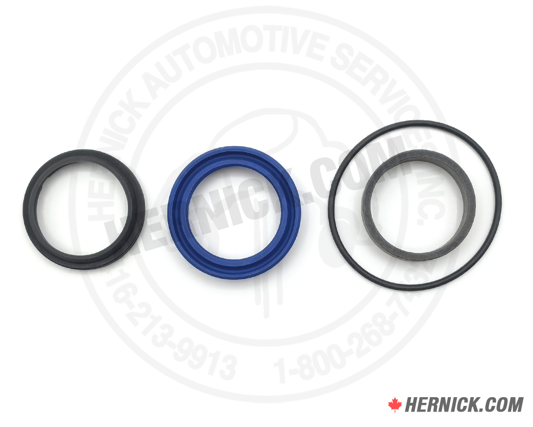Hydraulic cylinder gland seal kit containing multiple rubber seals.