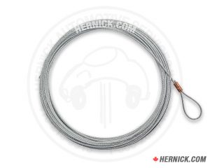 Coiled extended-height steel lock release cable with protective housing and fitted ends