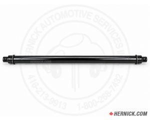 long steel hydraulic ram cylinder measuring approximately 2 inches by 68 inches for compatible automotive lift applications.