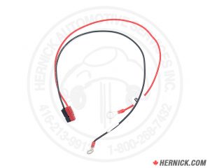 Black and red connected cables on a white background. Red cable contains a "B" label.