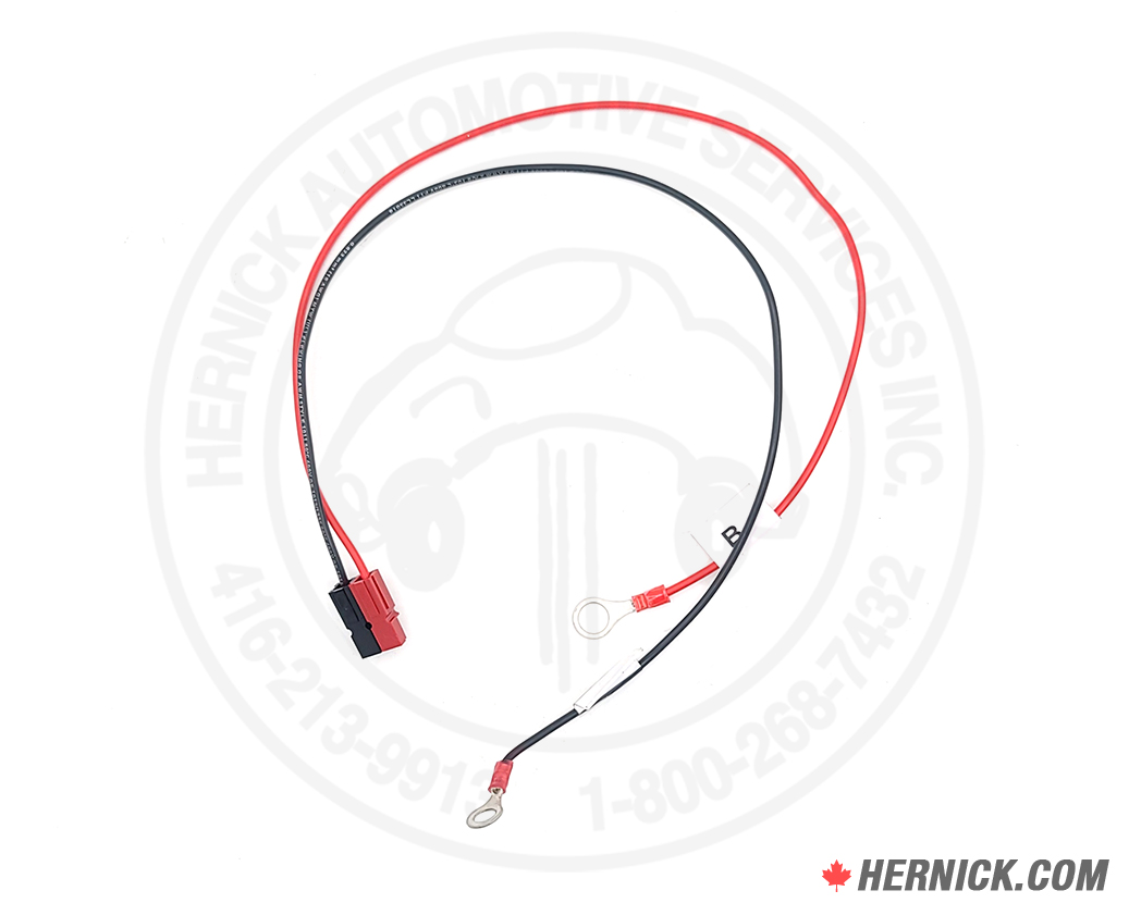 Black and red connected cables on a white background. Red cable contains a "B" label.