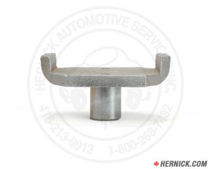 Heavy-duty welded steel stack pad weldment with a flat mounting platform and a 1-1/4" diameter mounting pin extending from the base.