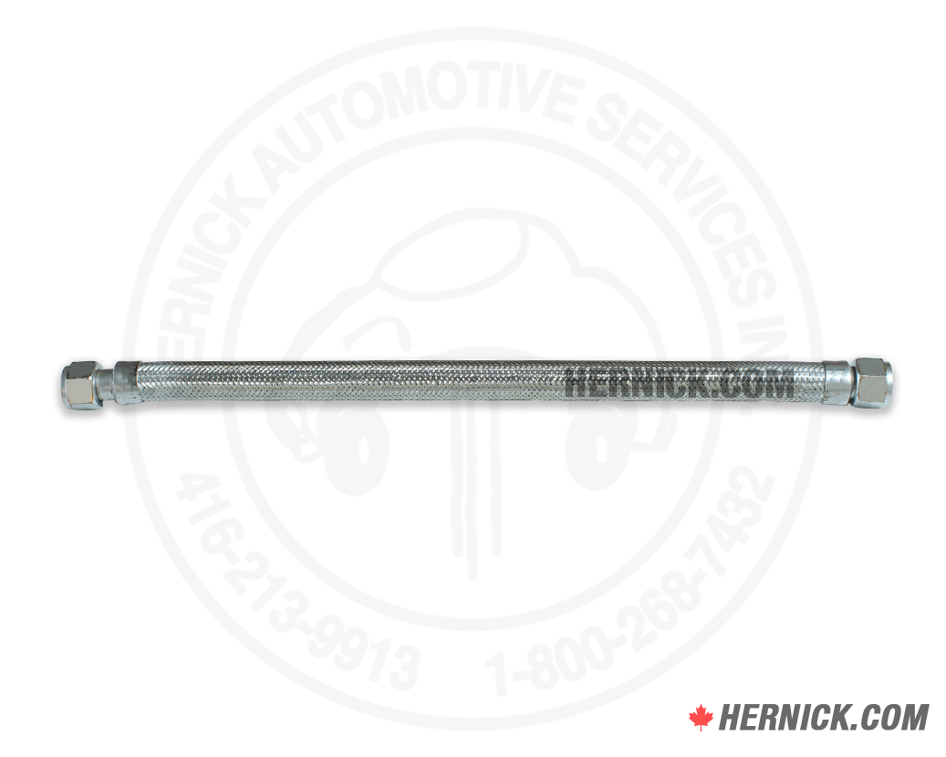 Flexible exhaust soft tube hose with fitted ends designed for a Whispair 10 HP reciprocating air compressor.