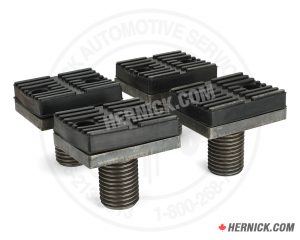 Set of four BH-7150-97FRP ALM-style thread-up lift adapters with padded 5-inch by 3-7/8-inch contact surfaces.