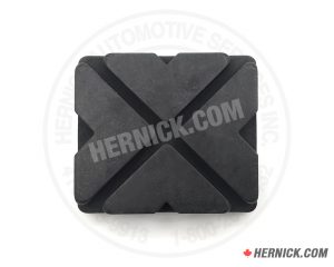 Heavy-duty molded black rubber lift pad designed for compatible Stan Design automotive lifting equipment