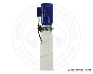 Complete Wheeltronic EAA0441V72A hydraulic lift power unit with electric motor, hydraulic pump, valve assembly, and fluid reservoir.