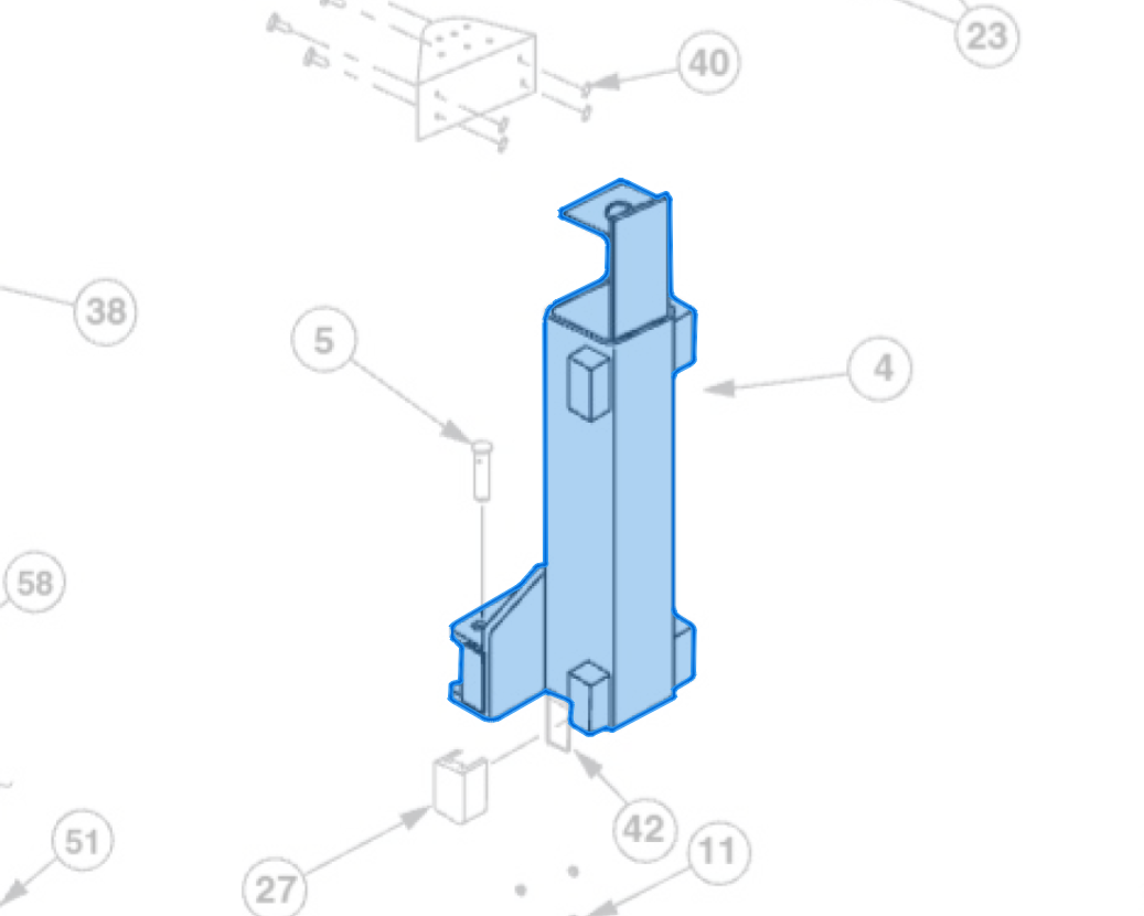Carriage Weld (N822YL) highlighted in an interactive parts breakdown