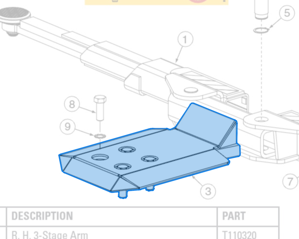 Yoke Weld SL210 W/O Stops (T120256BK) highlighted in an interactive parts breakdown