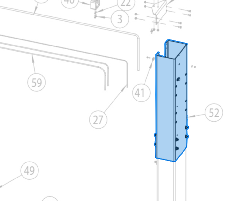 Column Extension (VT12-3002BL) highlighted in an interactive parts breakdown